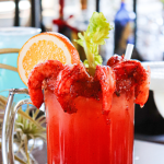 Camarones Michelada, shrimp, orange and celery at La Carreta.